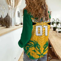 Personalised Jamaica Football Women Casual Shirt Reggae Girlz Lion Sporty Style - Wonder Print Shop