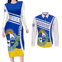 Uruguay Couples Matching Long Sleeve Bodycon Dress and Long Sleeve Button Shirts Uruguayan Coat Of Arms - Wonder Print Shop