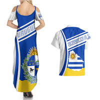 Uruguay Couples Matching Summer Maxi Dress and Hawaiian Shirt Uruguayan Coat Of Arms - Wonder Print Shop