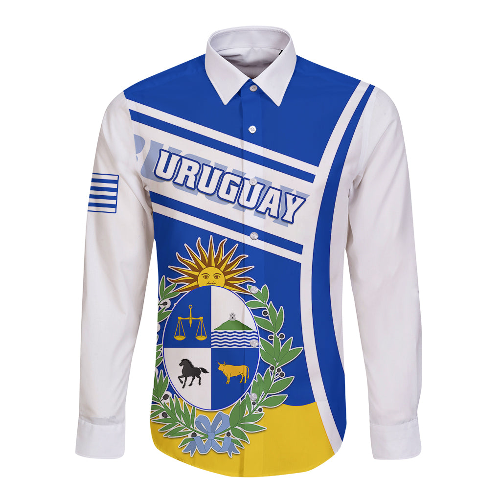 Uruguay Long Sleeve Button Shirt Uruguayan Coat Of Arms - Wonder Print Shop