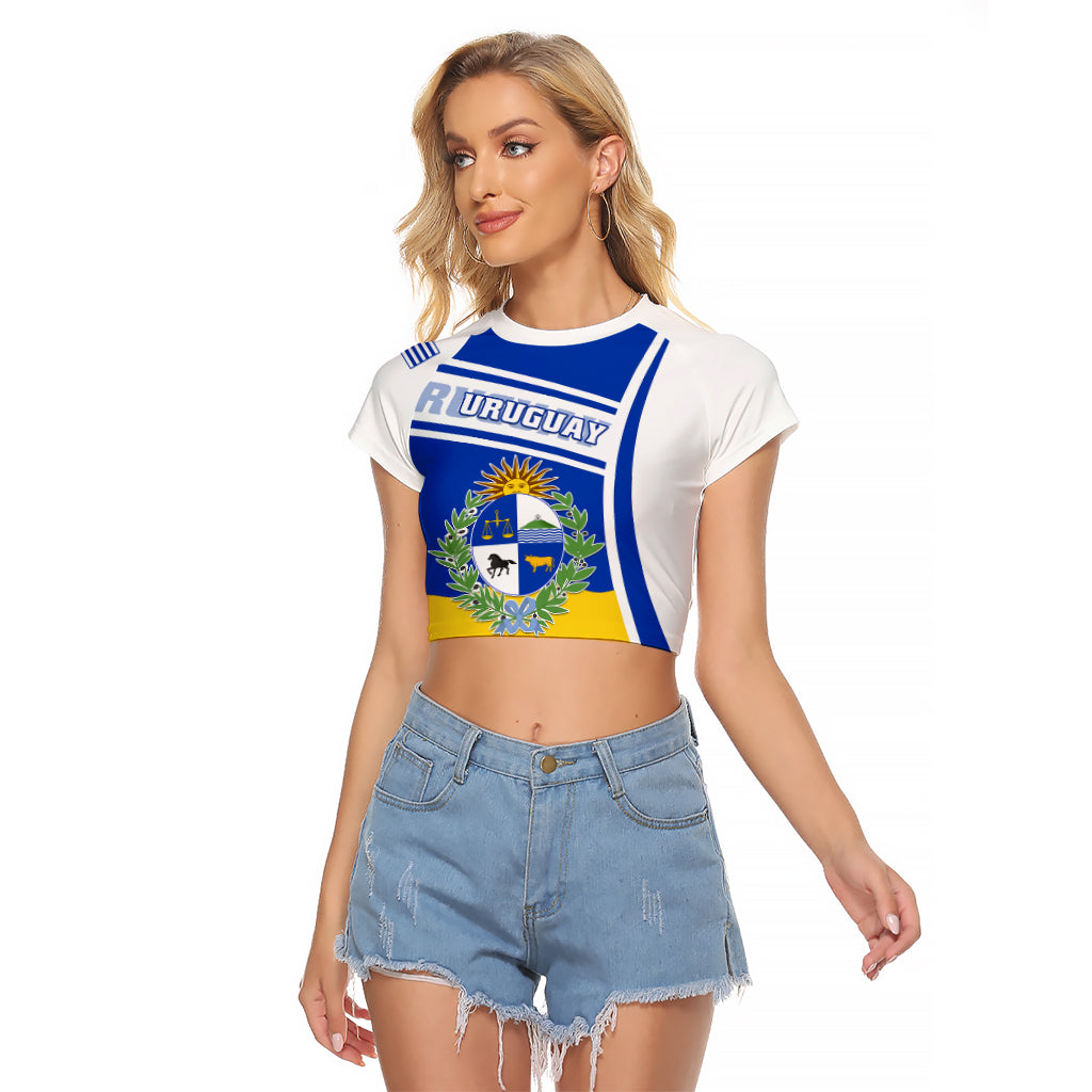 Uruguay Raglan Cropped T Shirt Uruguayan Coat Of Arms - Wonder Print Shop