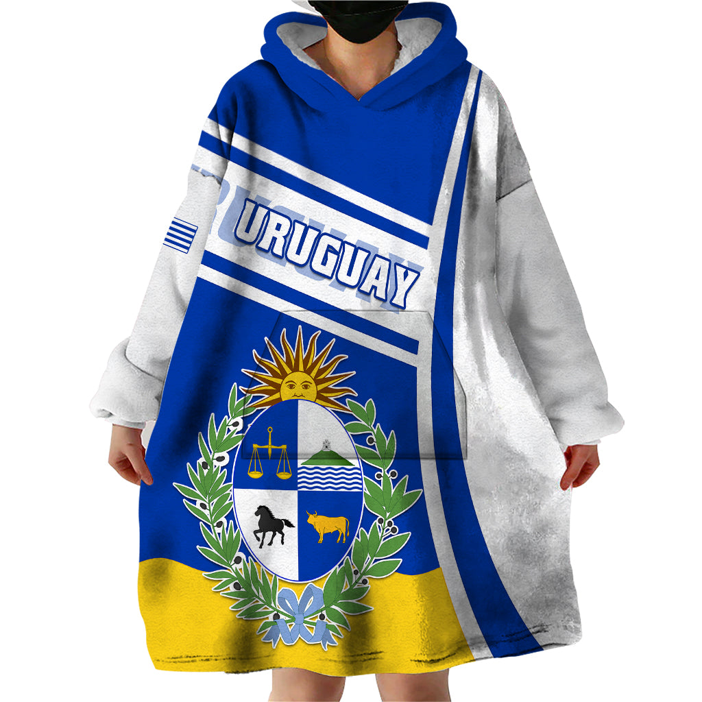 Uruguay Wearable Blanket Hoodie Uruguayan Coat Of Arms - Wonder Print Shop