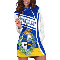 Personalised Uruguay Hoodie Dress Uruguayan Coat Of Arms - Wonder Print Shop