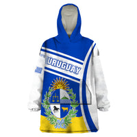 Personalised Uruguay Wearable Blanket Hoodie Uruguayan Coat Of Arms - Wonder Print Shop