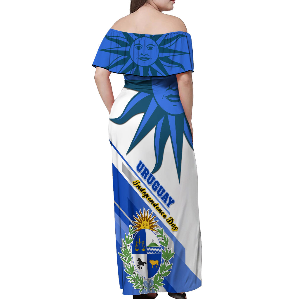 Uruguay Independence Day Off Shoulder Maxi Dress Uruguayan Sol de Mayo Special Version - Wonder Print Shop