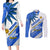 Personalised Uruguay Independence Day Couples Matching Long Sleeve Bodycon Dress and Long Sleeve Button Shirts Uruguayan Sol de Mayo Special Version - Wonder Print Shop