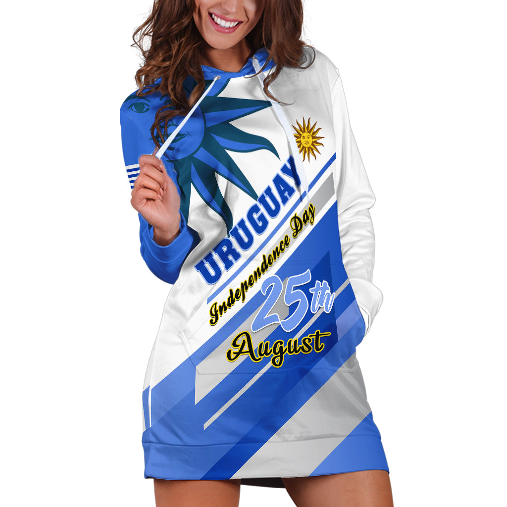 Personalised Uruguay Independence Day Hoodie Dress Uruguayan Sol de Mayo Special Version - Wonder Print Shop