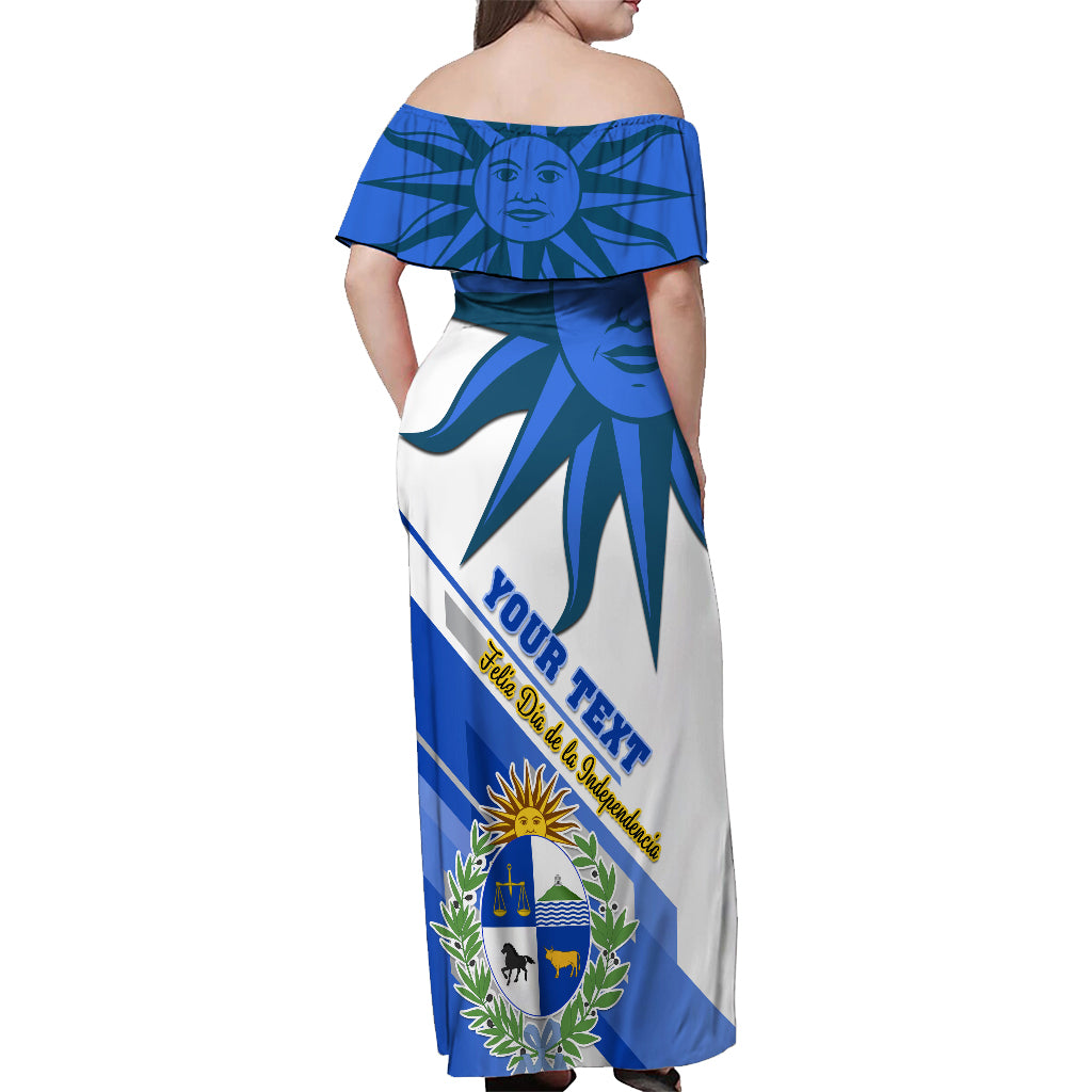 Personalised Uruguay Independence Day Off Shoulder Maxi Dress Uruguayan Sol de Mayo Special Version - Wonder Print Shop