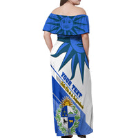 Personalised Uruguay Independence Day Off Shoulder Maxi Dress Uruguayan Sol de Mayo Special Version - Wonder Print Shop