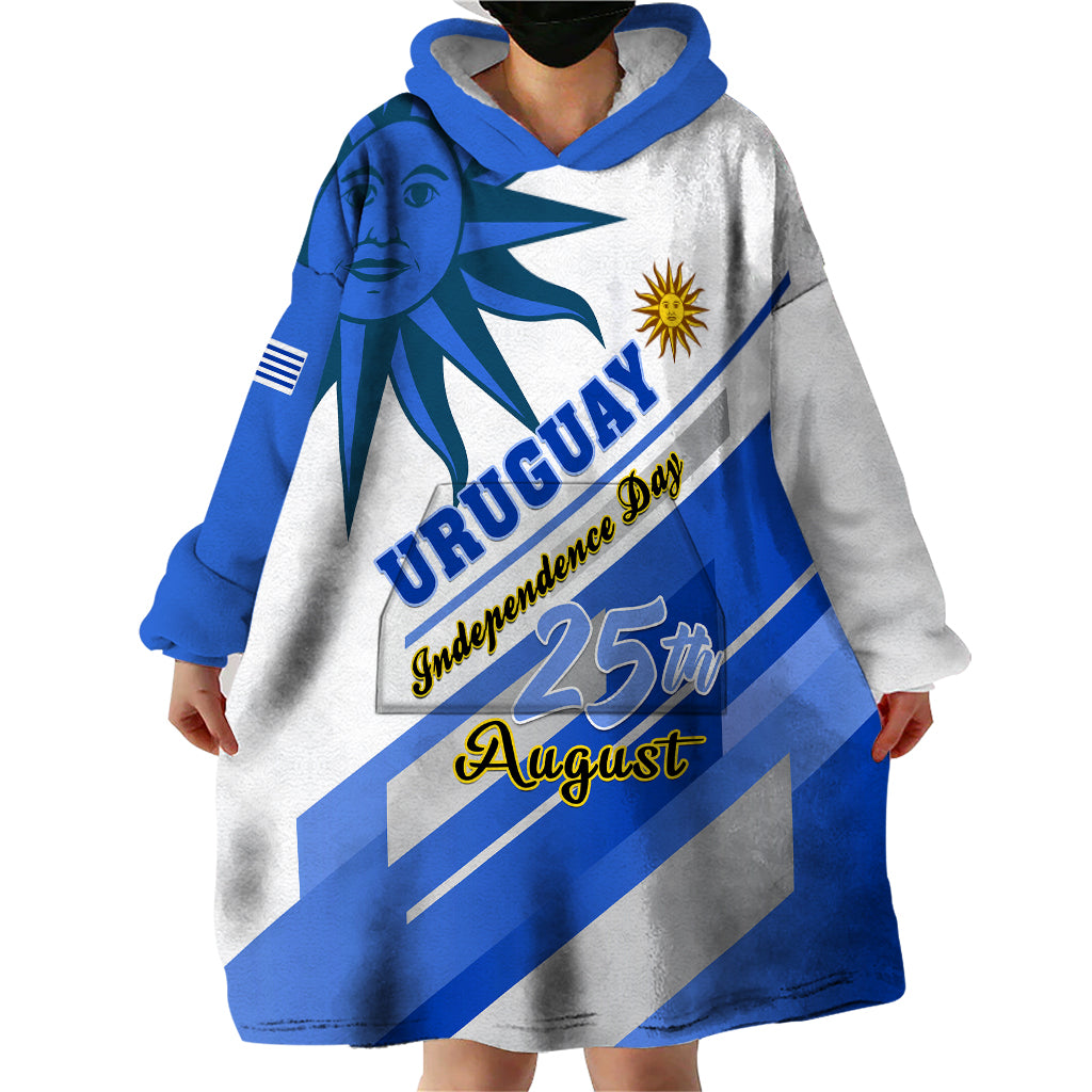 Personalised Uruguay Independence Day Wearable Blanket Hoodie Uruguayan Sol de Mayo Special Version - Wonder Print Shop