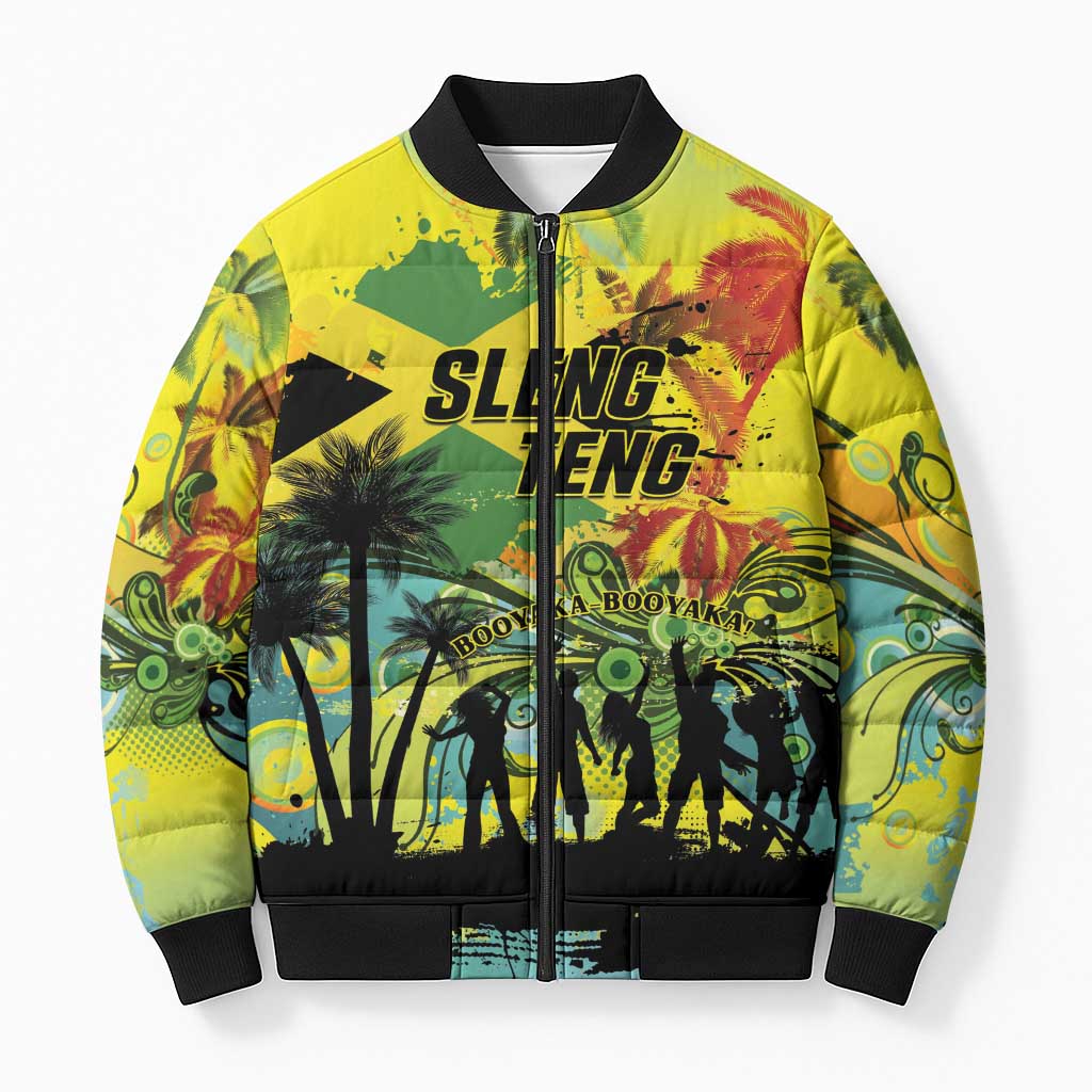 Personalized Jamaica Sleng Teng Riddim Bomber Puffer Jacket Booyaka Booyaka - Wonder Print Shop