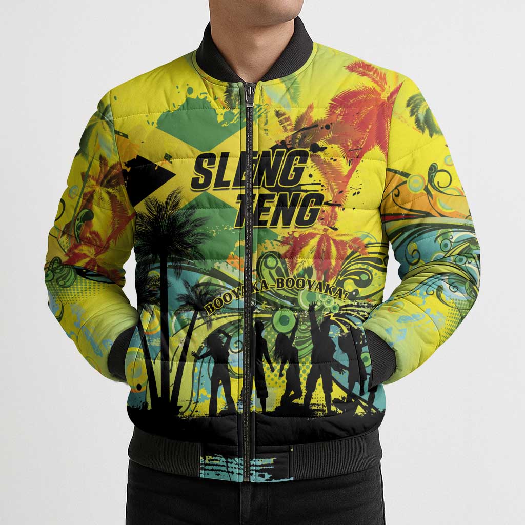 Personalized Jamaica Sleng Teng Riddim Bomber Puffer Jacket Booyaka Booyaka - Wonder Print Shop