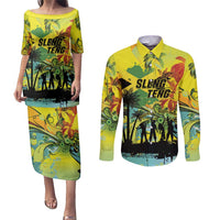 Personalized Jamaica Sleng Teng Riddim Couples Matching Puletasi and Long Sleeve Button Shirt Booyaka Booyaka - Wonder Print Shop