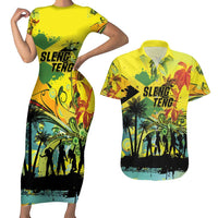 Personalized Jamaica Sleng Teng Riddim Couples Matching Short Sleeve Bodycon Dress and Hawaiian Shirt Booyaka Booyaka - Wonder Print Shop