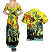 Personalized Jamaica Sleng Teng Riddim Couples Matching Summer Maxi Dress and Hawaiian Shirt Booyaka Booyaka - Wonder Print Shop