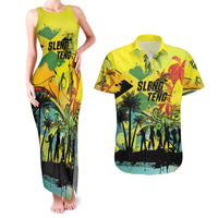 Personalized Jamaica Sleng Teng Riddim Couples Matching Tank Maxi Dress and Hawaiian Shirt Booyaka Booyaka - Wonder Print Shop