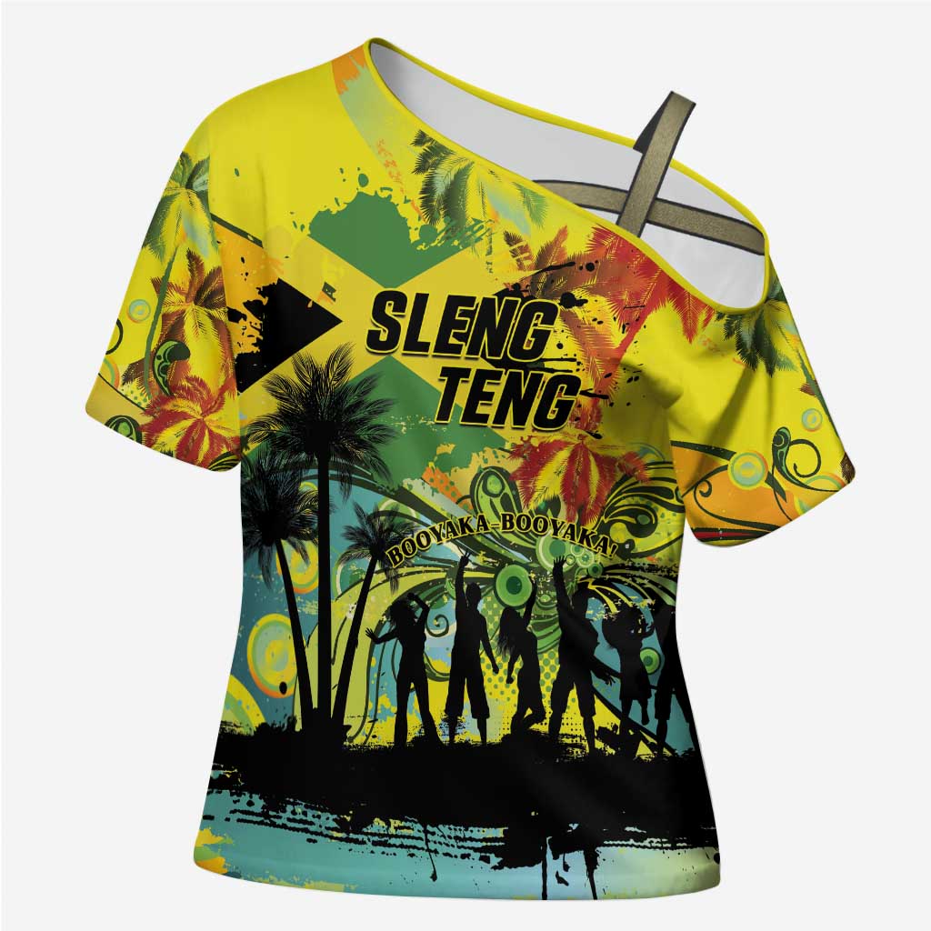 Personalized Jamaica Sleng Teng Riddim Cross Shoulder Shirt Booyaka Booyaka - Wonder Print Shop