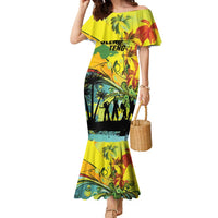 Personalized Jamaica Sleng Teng Riddim Family Matching Mermaid Dress and Hawaiian Shirt Booyaka Booyaka - Wonder Print Shop
