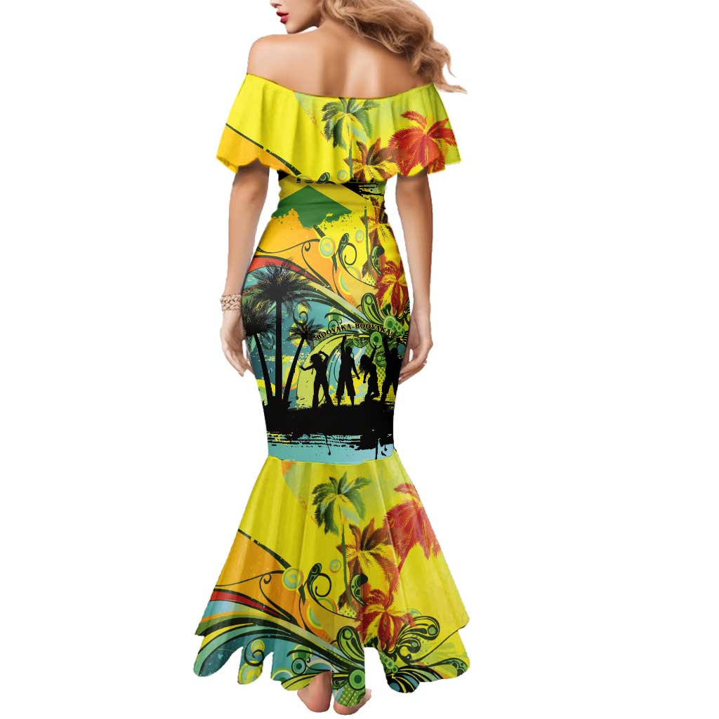Personalized Jamaica Sleng Teng Riddim Family Matching Mermaid Dress and Hawaiian Shirt Booyaka Booyaka - Wonder Print Shop
