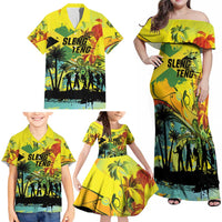 Personalized Jamaica Sleng Teng Riddim Family Matching Off Shoulder Maxi Dress and Hawaiian Shirt Booyaka Booyaka - Wonder Print Shop