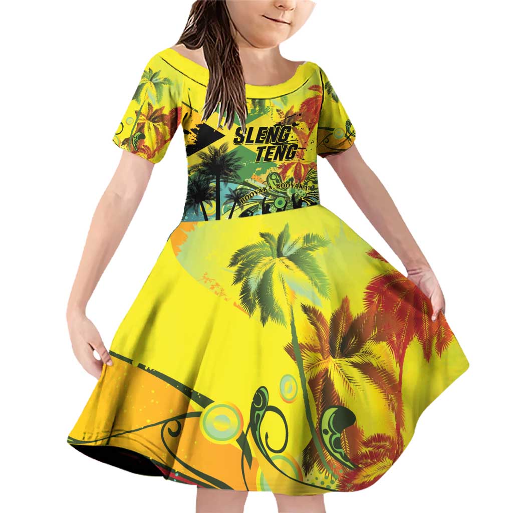 Personalized Jamaica Sleng Teng Riddim Family Matching Off Shoulder Short Dress and Hawaiian Shirt Booyaka Booyaka - Wonder Print Shop
