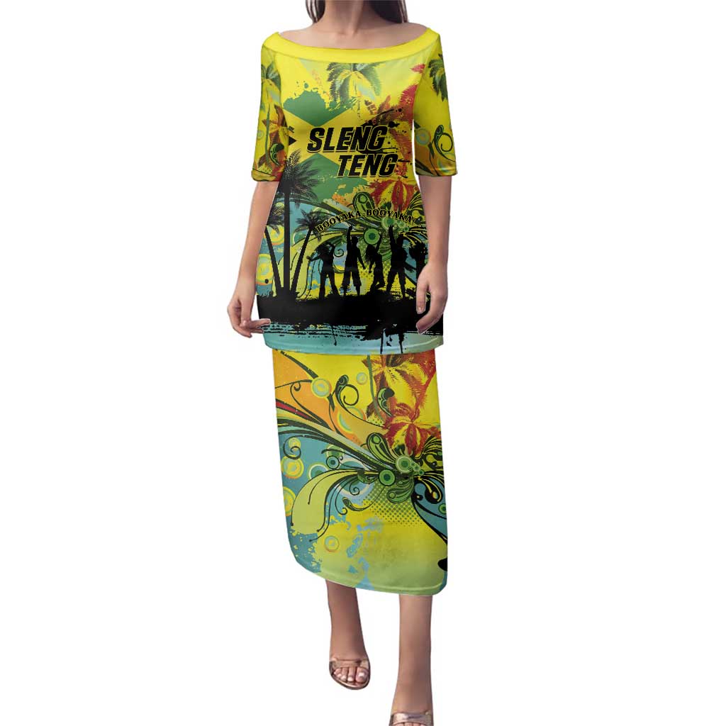 Personalized Jamaica Sleng Teng Riddim Family Matching Puletasi and Hawaiian Shirt Booyaka Booyaka - Wonder Print Shop