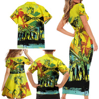 Personalized Jamaica Sleng Teng Riddim Family Matching Short Sleeve Bodycon Dress and Hawaiian Shirt Booyaka Booyaka - Wonder Print Shop
