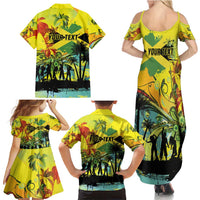 Personalized Jamaica Sleng Teng Riddim Family Matching Summer Maxi Dress and Hawaiian Shirt Booyaka Booyaka - Wonder Print Shop