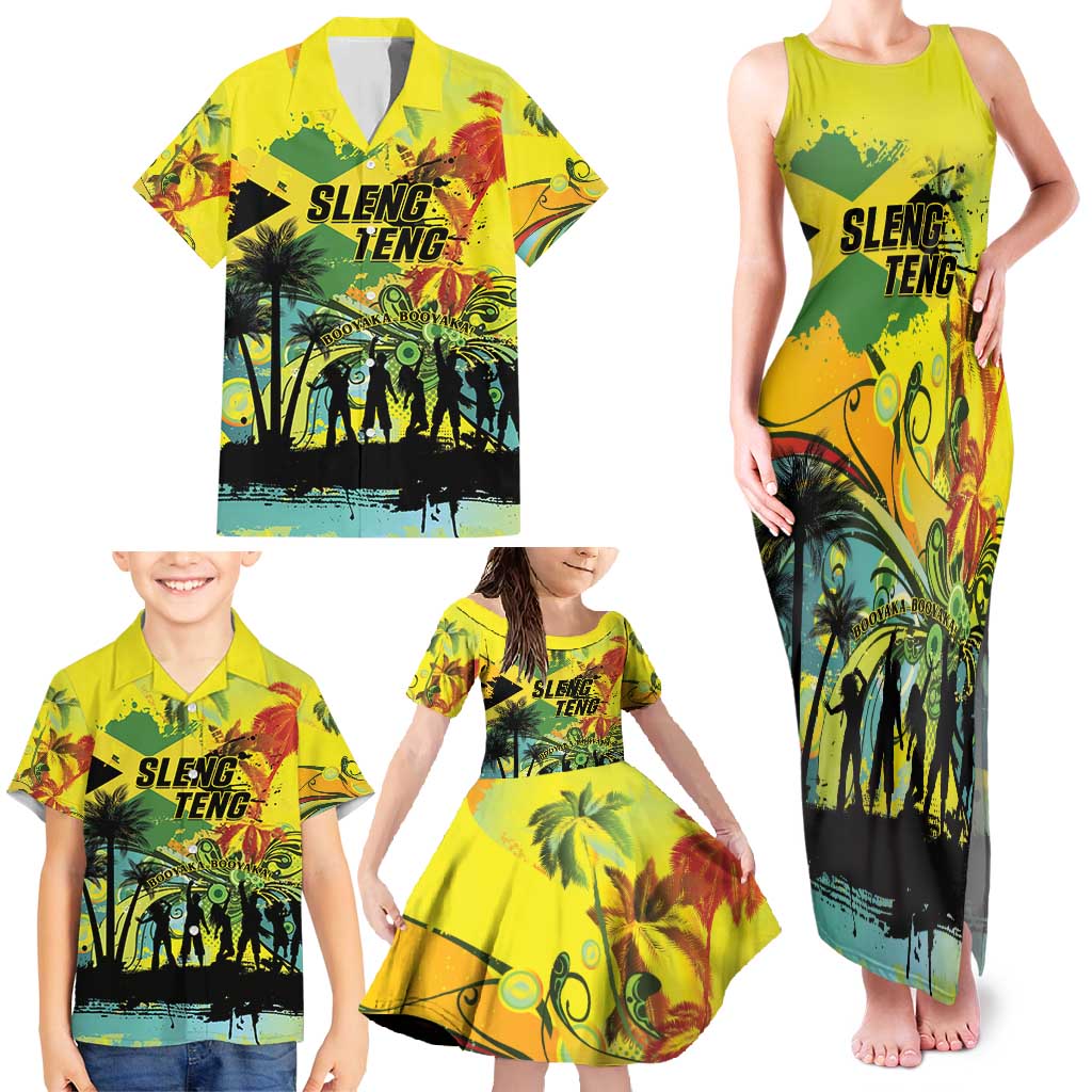 Personalized Jamaica Sleng Teng Riddim Family Matching Tank Maxi Dress and Hawaiian Shirt Booyaka Booyaka - Wonder Print Shop