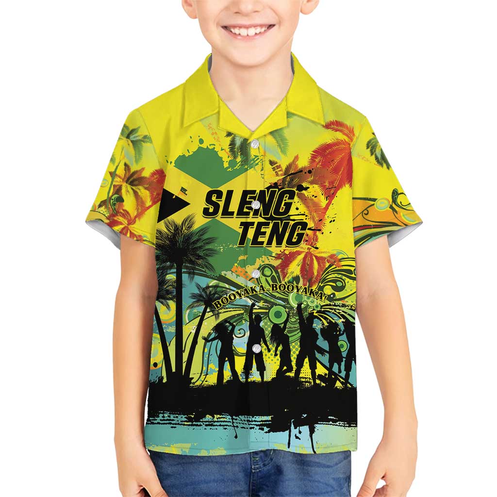 Personalized Jamaica Sleng Teng Riddim Family Matching Tank Maxi Dress and Hawaiian Shirt Booyaka Booyaka - Wonder Print Shop