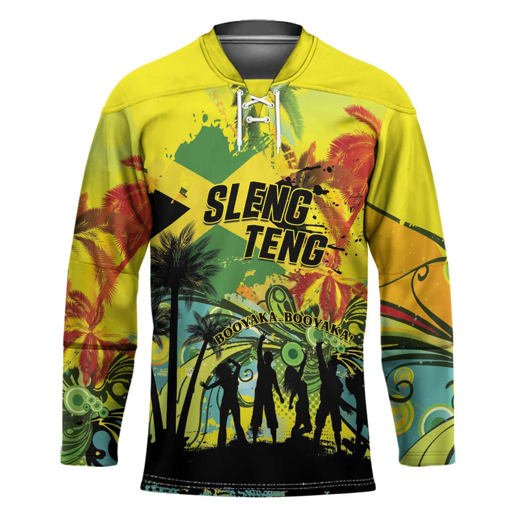 Personalized Jamaica Sleng Teng Riddim Hockey Jersey Booyaka Booyaka - Wonder Print Shop