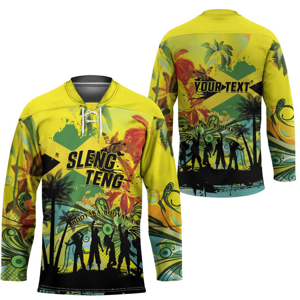 Personalized Jamaica Sleng Teng Riddim Hockey Jersey Booyaka Booyaka - Wonder Print Shop