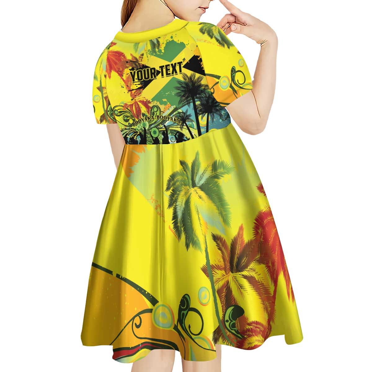 Personalized Jamaica Sleng Teng Riddim Kid Short Sleeve Dress Booyaka Booyaka - Wonder Print Shop