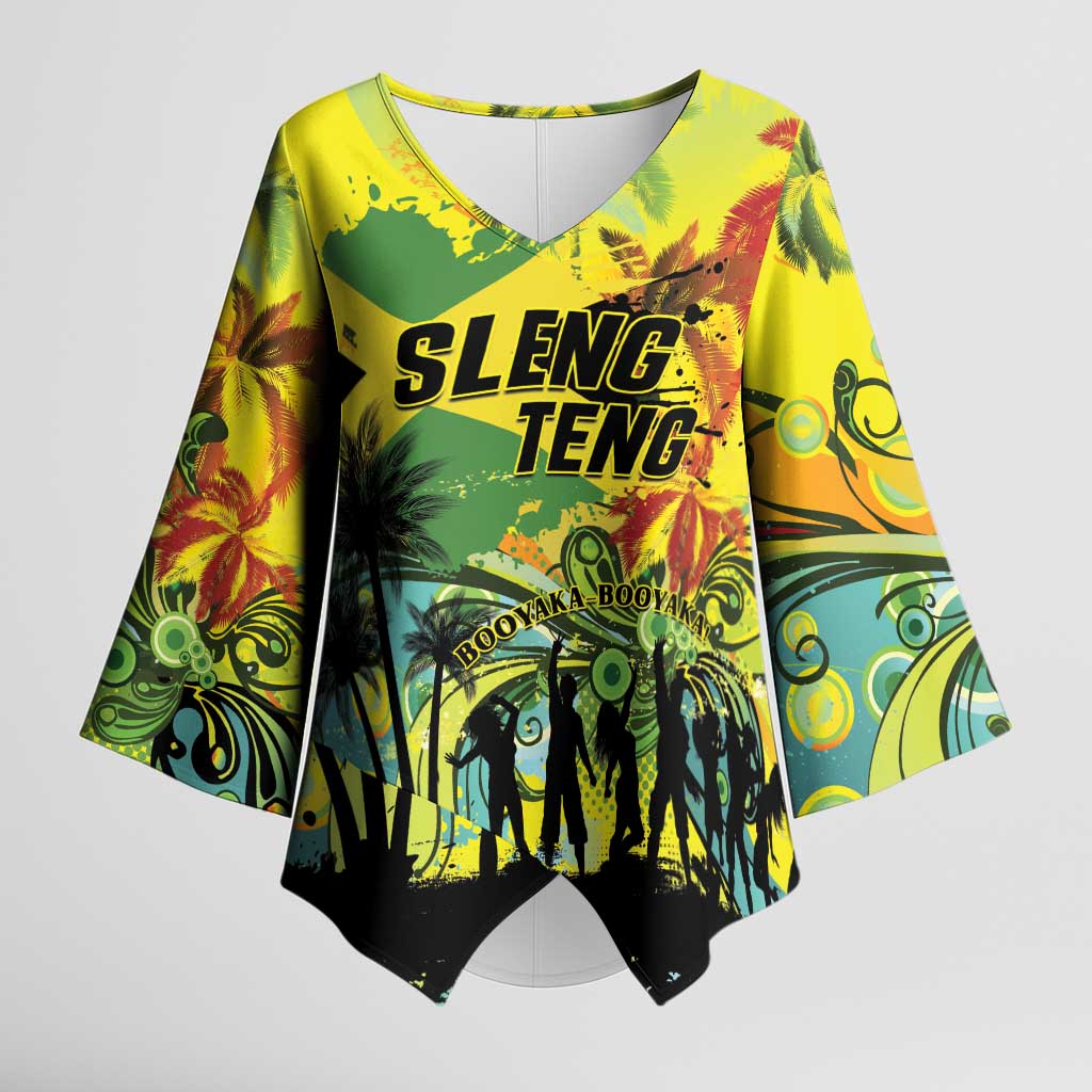 Personalized Jamaica Sleng Teng Riddim Kimono Sleeve Blouse Booyaka Booyaka - Wonder Print Shop
