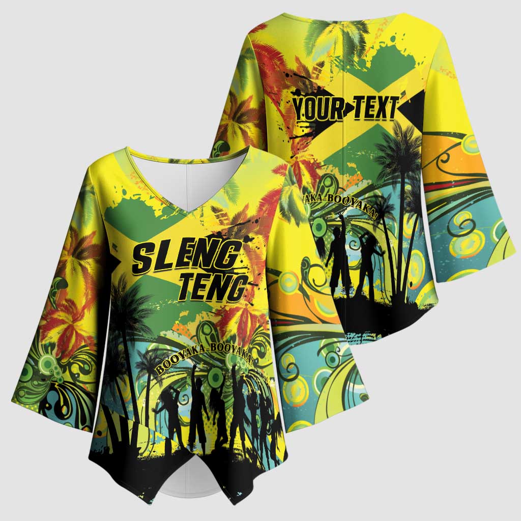 Personalized Jamaica Sleng Teng Riddim Kimono Sleeve Blouse Booyaka Booyaka - Wonder Print Shop