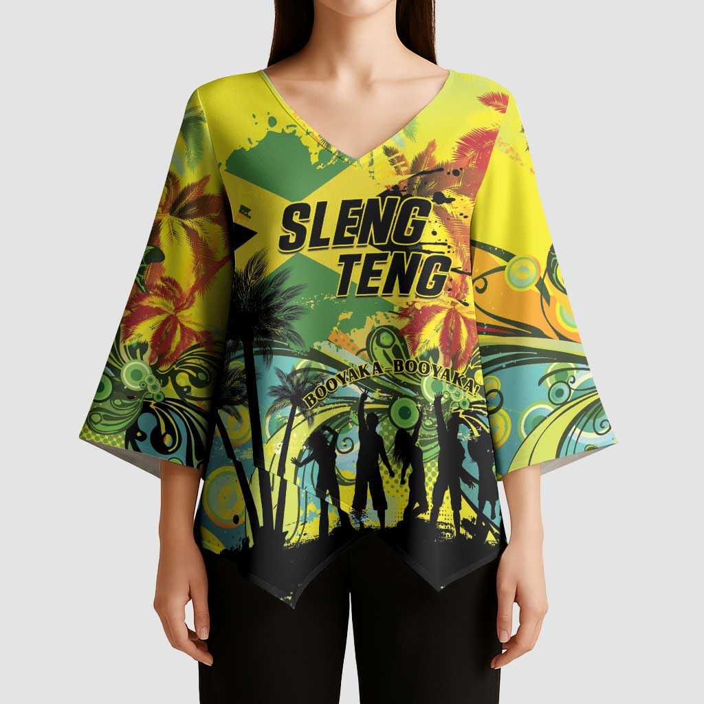 Personalized Jamaica Sleng Teng Riddim Kimono Sleeve Blouse Booyaka Booyaka - Wonder Print Shop