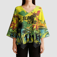 Personalized Jamaica Sleng Teng Riddim Kimono Sleeve Blouse Booyaka Booyaka - Wonder Print Shop