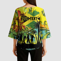 Personalized Jamaica Sleng Teng Riddim Kimono Sleeve Blouse Booyaka Booyaka - Wonder Print Shop