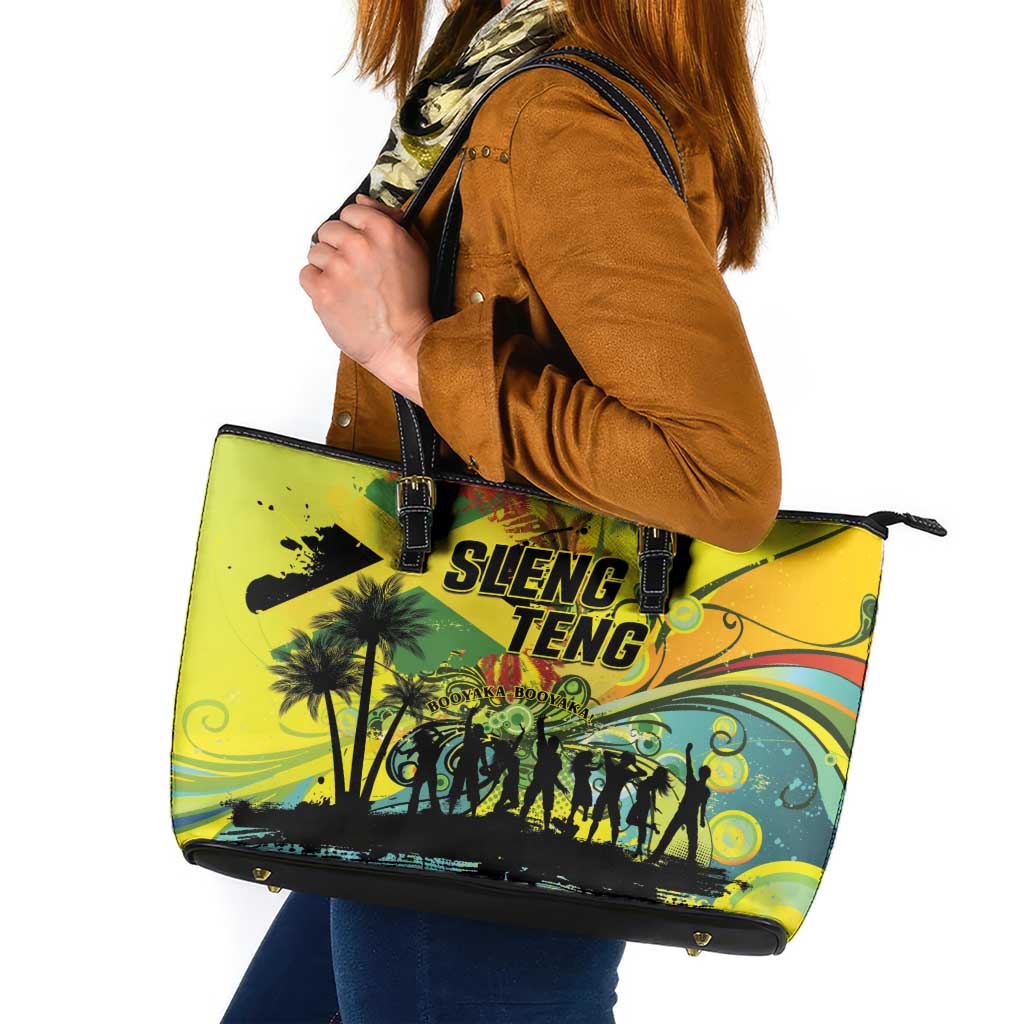 Jamaica Sleng Teng Riddim Leather Tote Bag Booyaka Booyaka - Wonder Print Shop