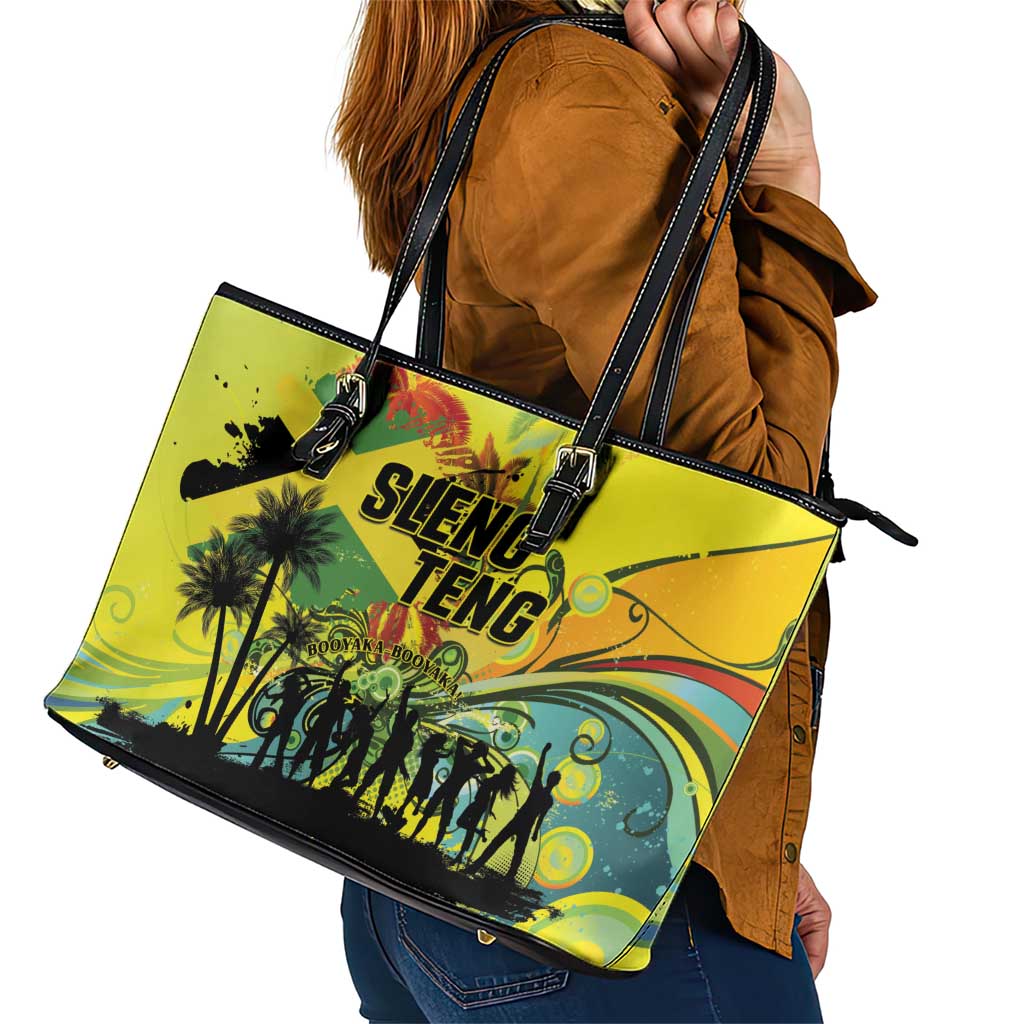 Jamaica Sleng Teng Riddim Leather Tote Bag Booyaka Booyaka - Wonder Print Shop