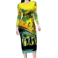 Personalized Jamaica Sleng Teng Riddim Long Sleeve Bodycon Dress Booyaka Booyaka - Wonder Print Shop