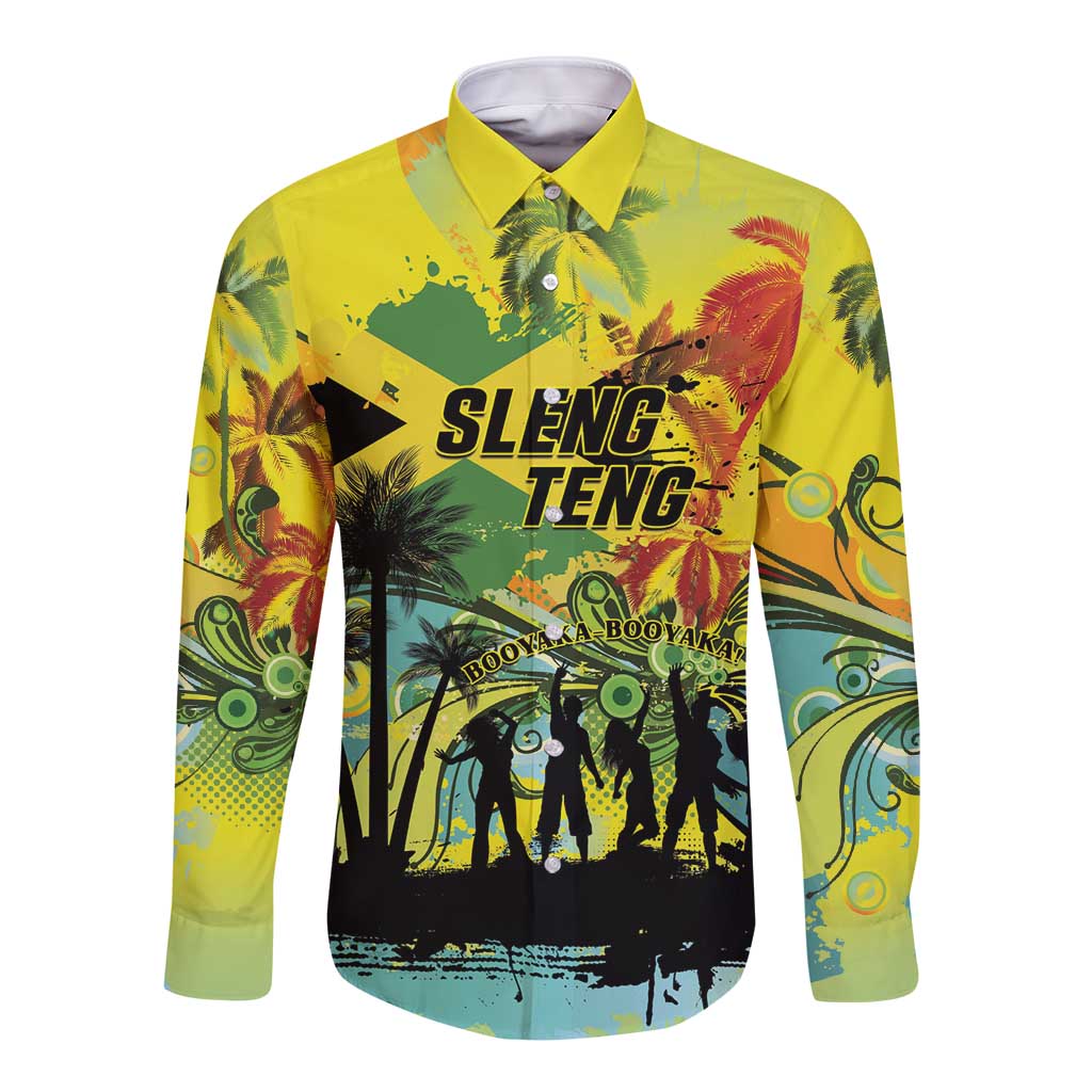 Personalized Jamaica Sleng Teng Riddim Long Sleeve Button Shirt Booyaka Booyaka - Wonder Print Shop