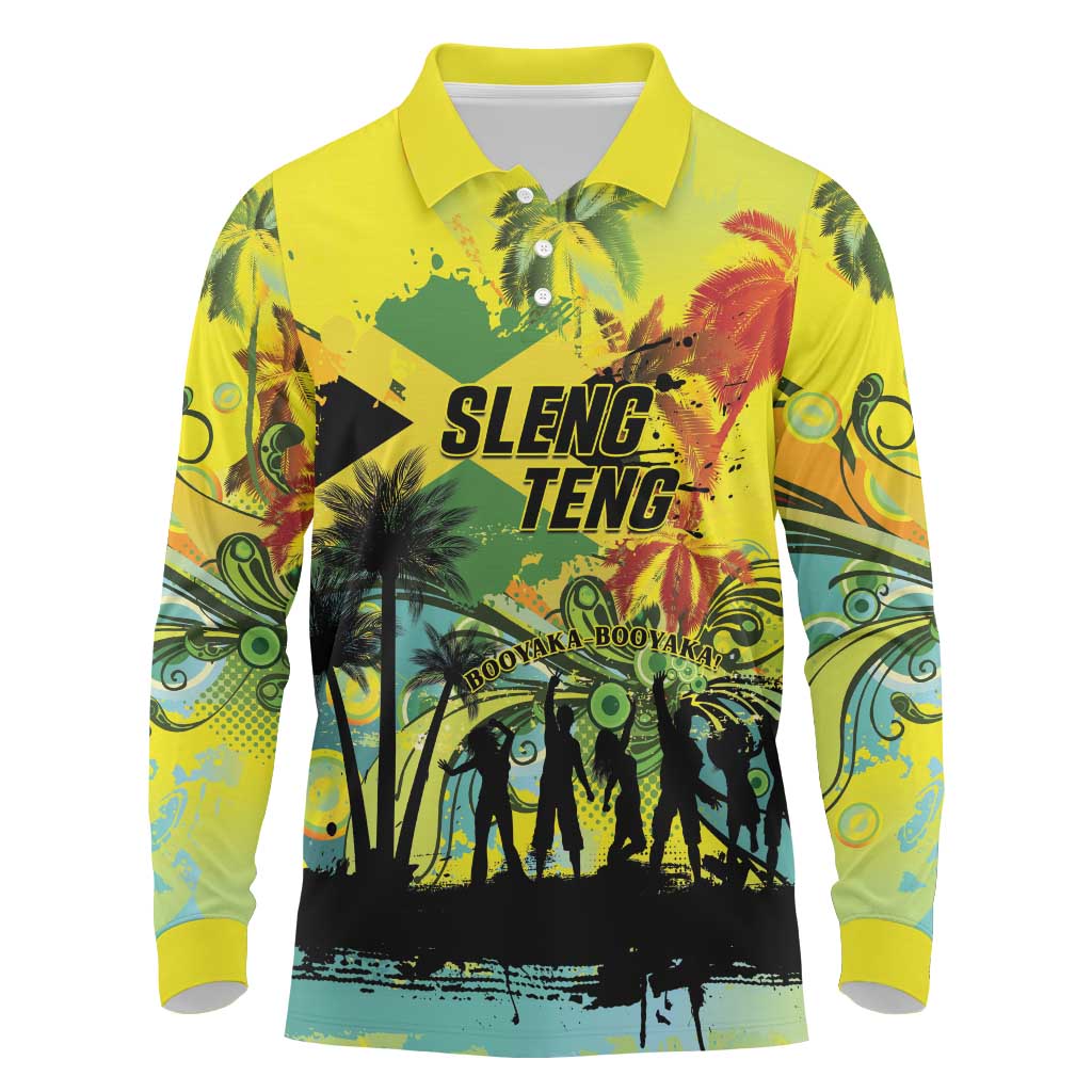 Personalized Jamaica Sleng Teng Riddim Long Sleeve Polo Shirt Booyaka Booyaka - Wonder Print Shop