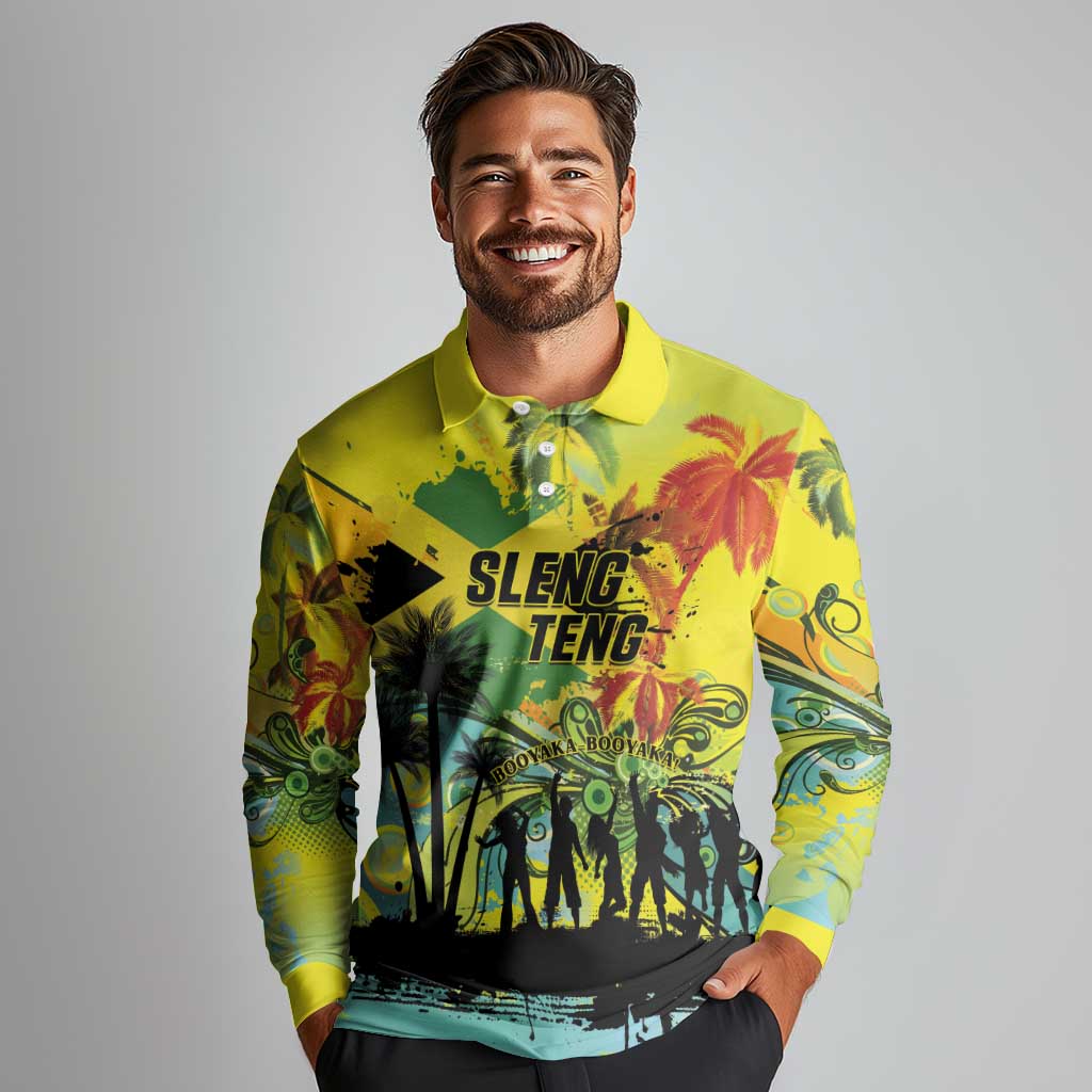 Personalized Jamaica Sleng Teng Riddim Long Sleeve Polo Shirt Booyaka Booyaka - Wonder Print Shop