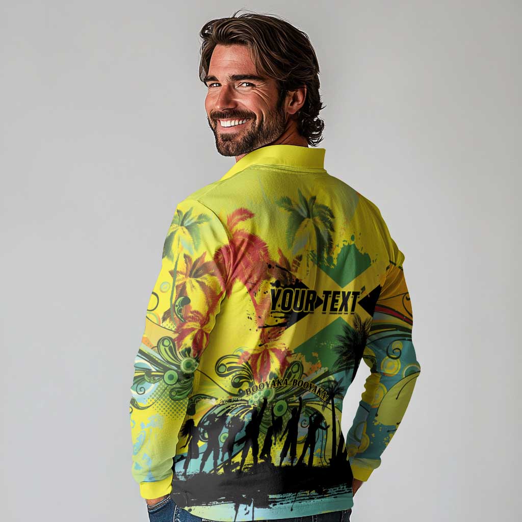 Personalized Jamaica Sleng Teng Riddim Long Sleeve Polo Shirt Booyaka Booyaka - Wonder Print Shop