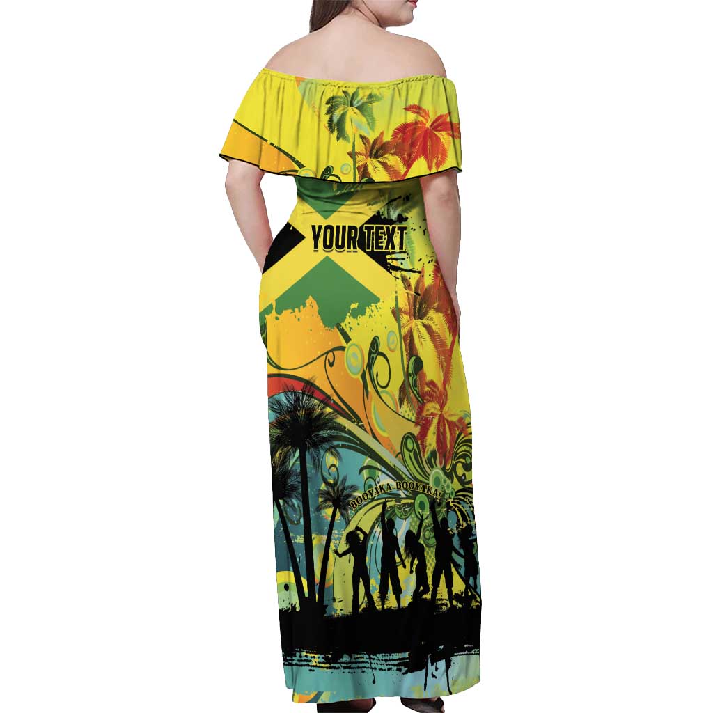 Personalized Jamaica Sleng Teng Riddim Off Shoulder Maxi Dress Booyaka Booyaka - Wonder Print Shop