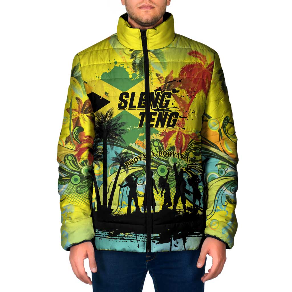 Personalized Jamaica Sleng Teng Riddim Padded Jacket Booyaka Booyaka - Wonder Print Shop