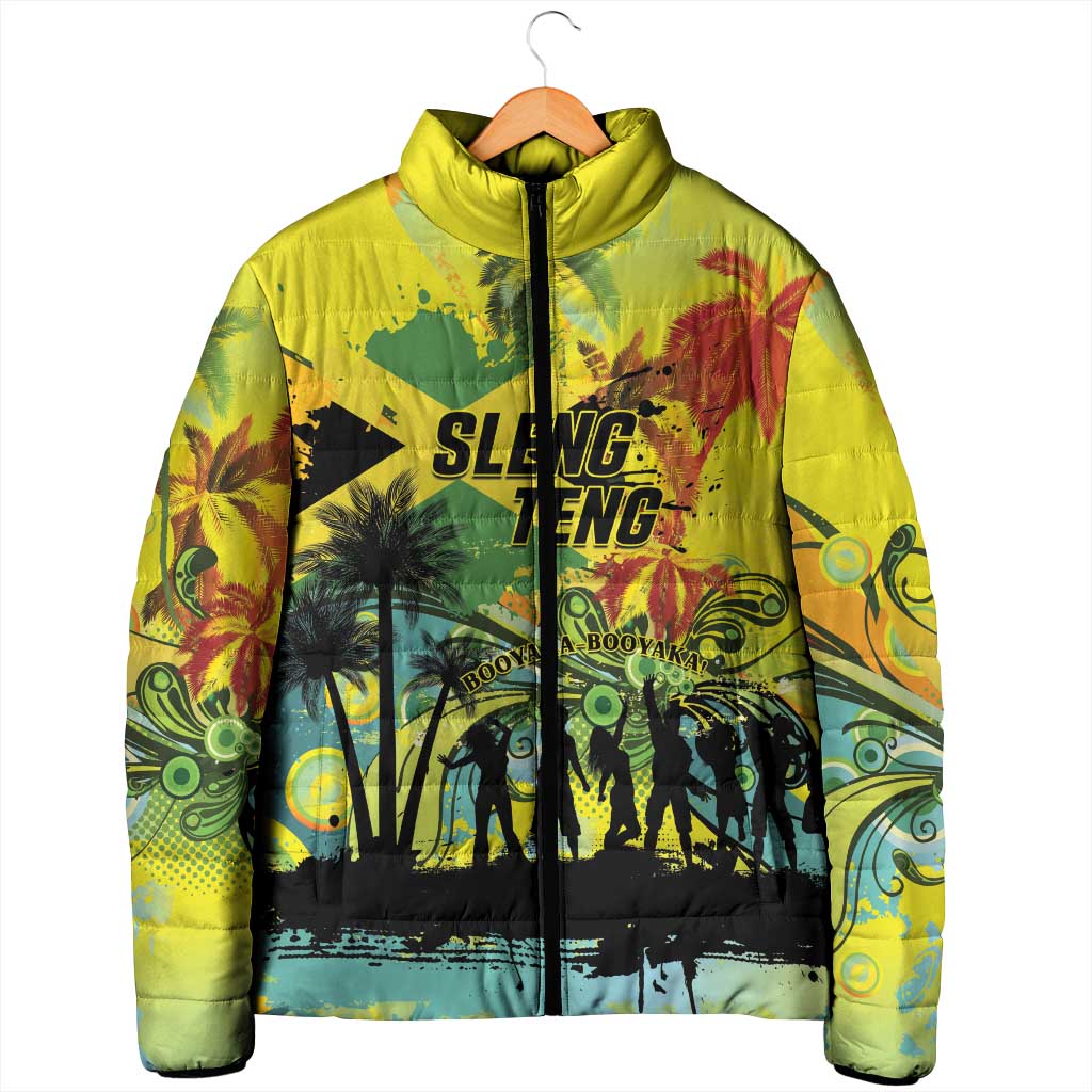 Personalized Jamaica Sleng Teng Riddim Padded Jacket Booyaka Booyaka - Wonder Print Shop
