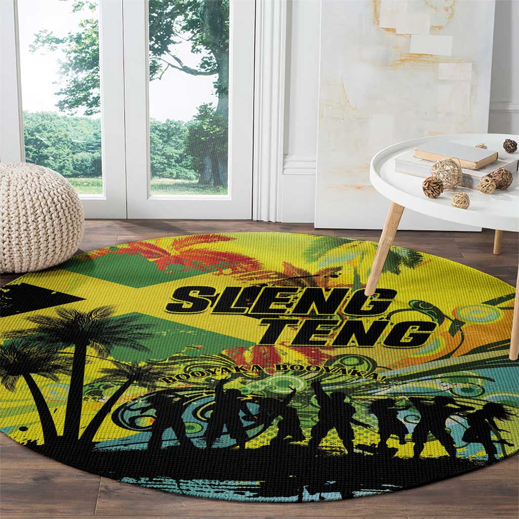 Jamaica Sleng Teng Riddim Round Carpet Booyaka Booyaka - Wonder Print Shop
