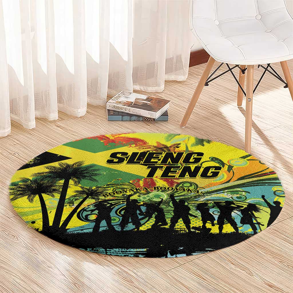 Jamaica Sleng Teng Riddim Round Carpet Booyaka Booyaka - Wonder Print Shop